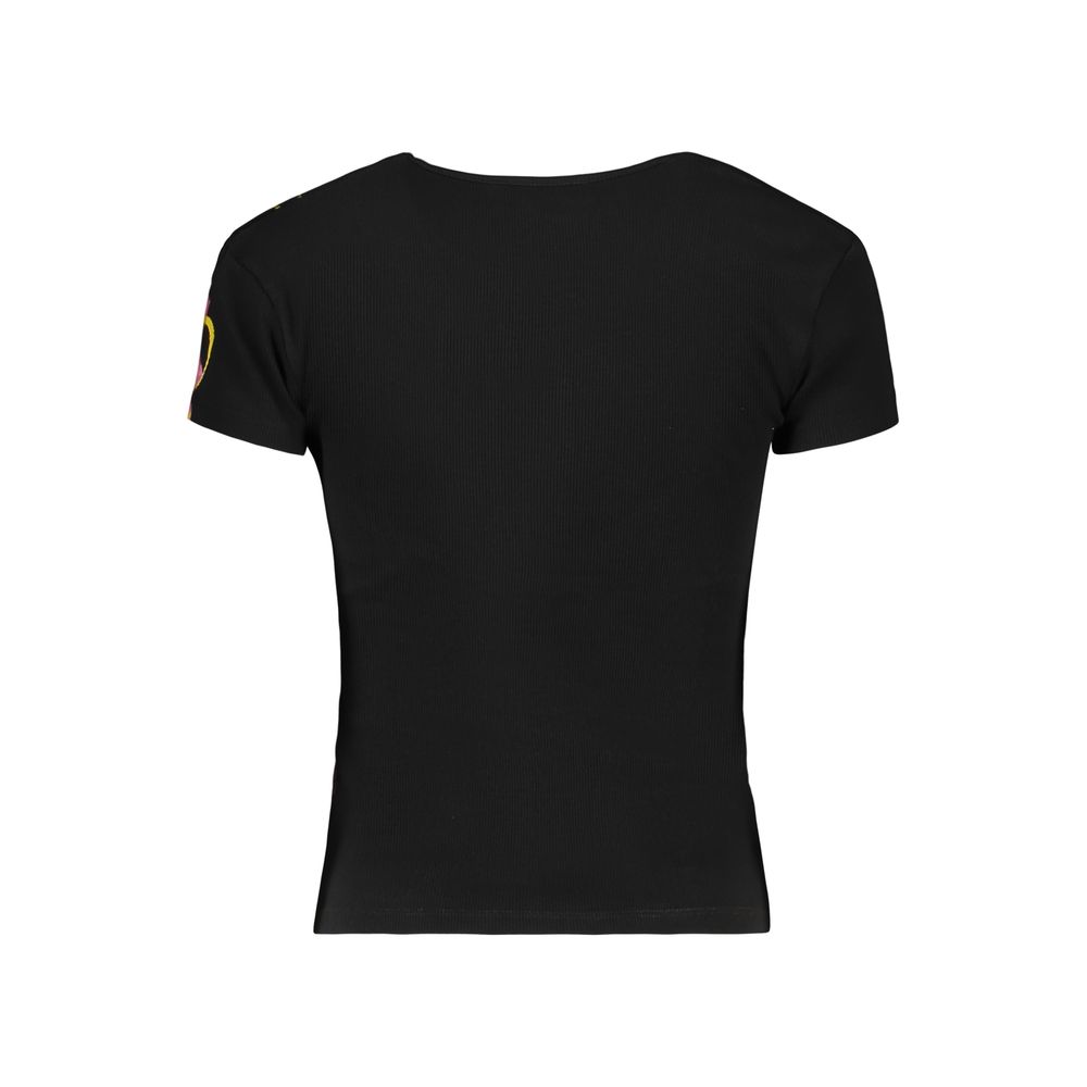 Black Cotton Women T-Shirt