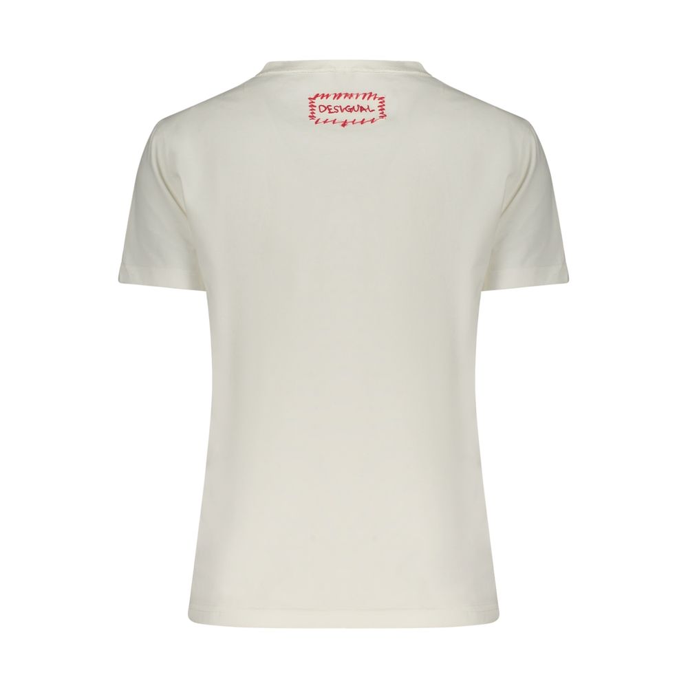 White Cotton Women T-Shirt