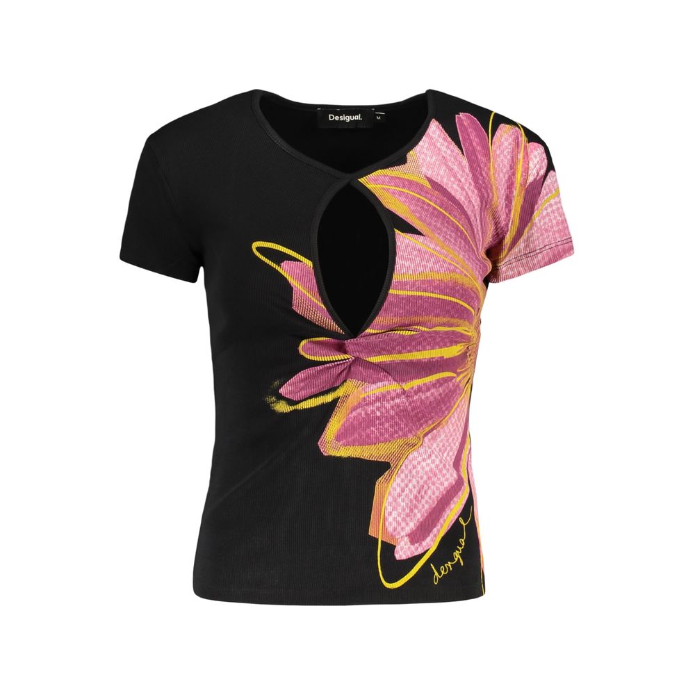Black Cotton Women T-Shirt