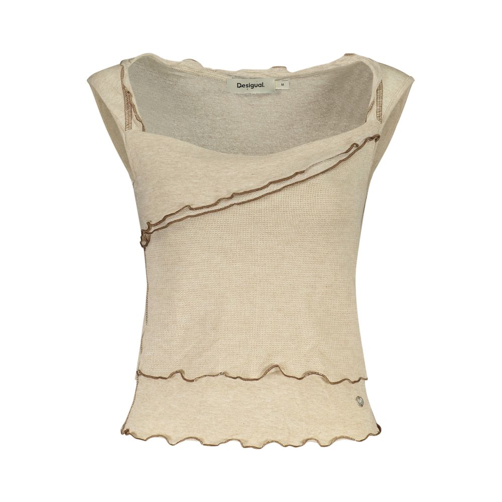 Beige Viscosa Woman Tank