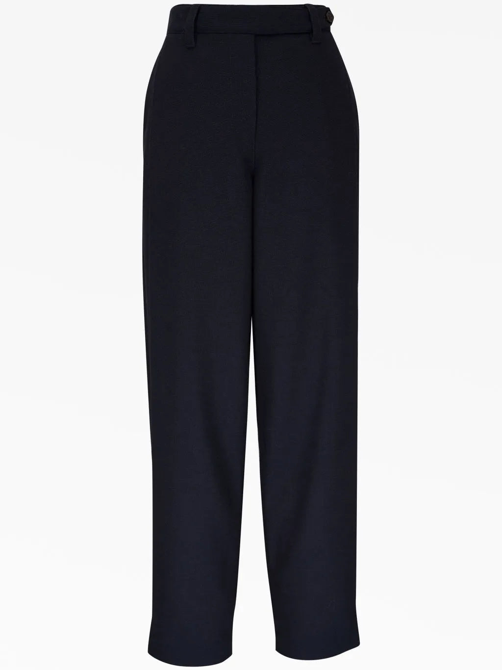 BRUNELLO CUCINELLI women's midnight blue 100% wool casual pants, high-waisted with a straight leg.